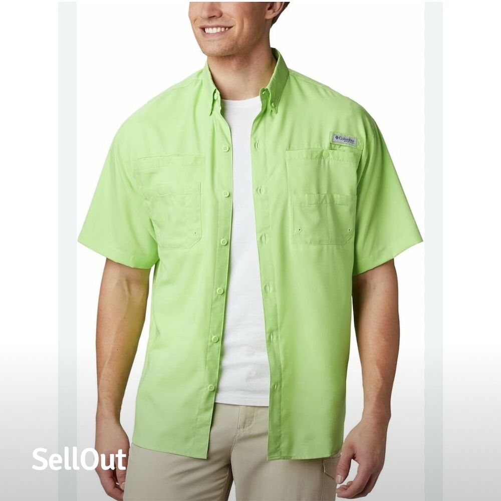Columbia PFG Men's Short Sleeve Fishing Shirt Green Size M